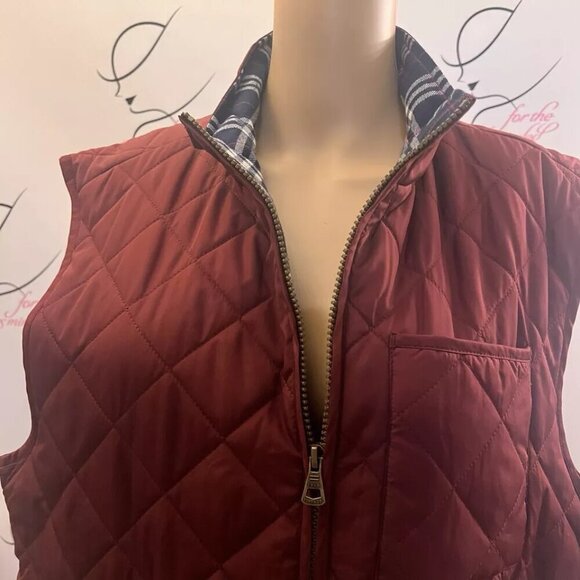 Weatherproof Burgundy Puffer Sleeveless Vest. Size Large. Flannel Lining. B36 - Picture 1 of 6